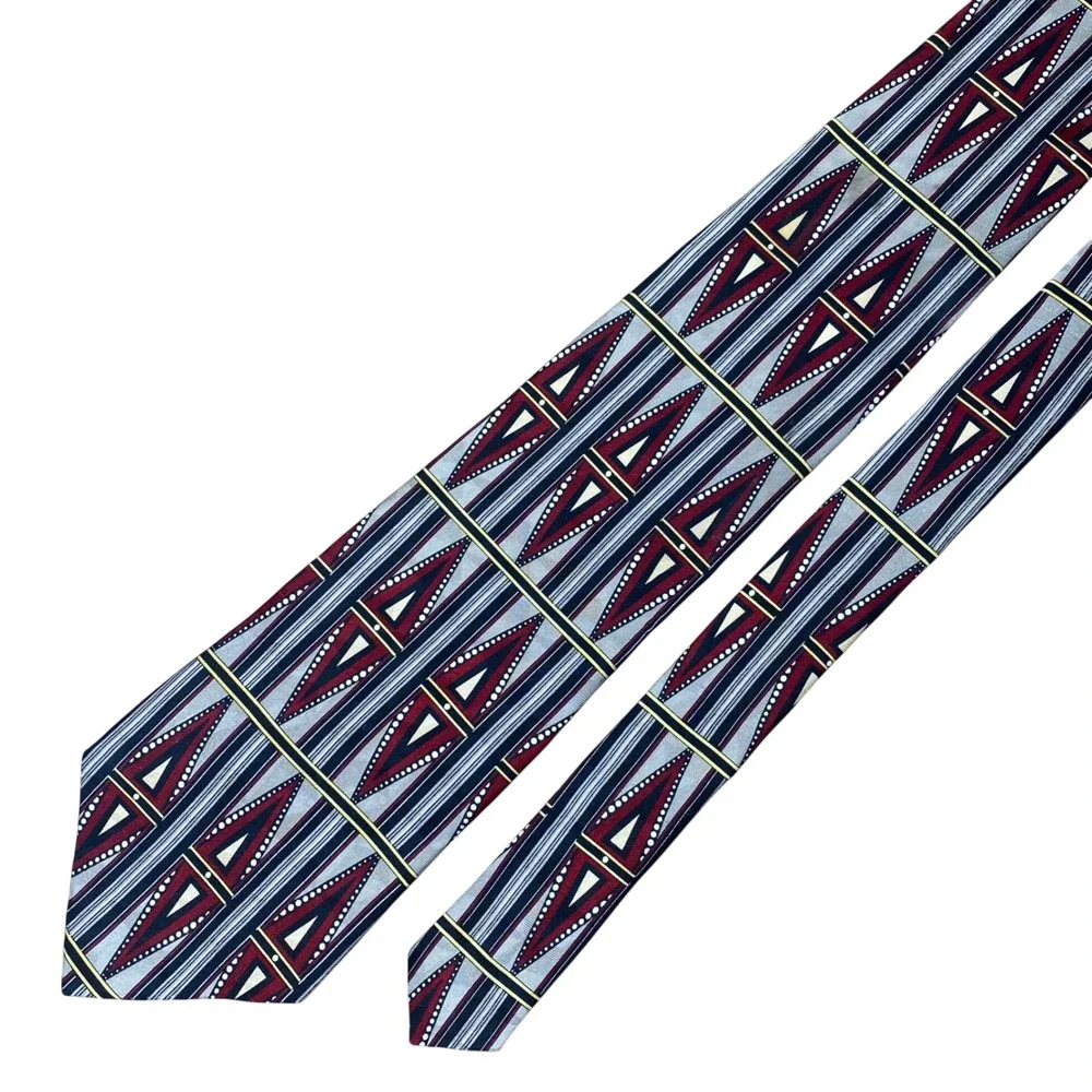Peter Thomas by Superba Silk Tie Mens Geometric Abstract Red Black Xtra Long 64
